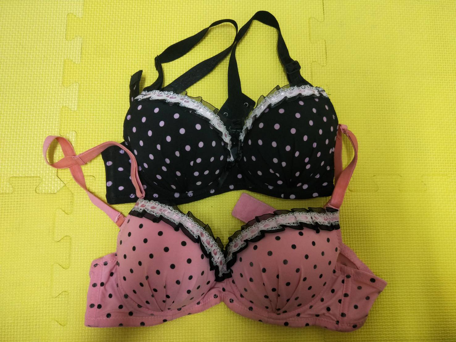 粉紅&amp;黑 點點內衣