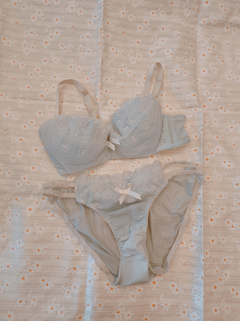 水藍少女感成套內衣褲