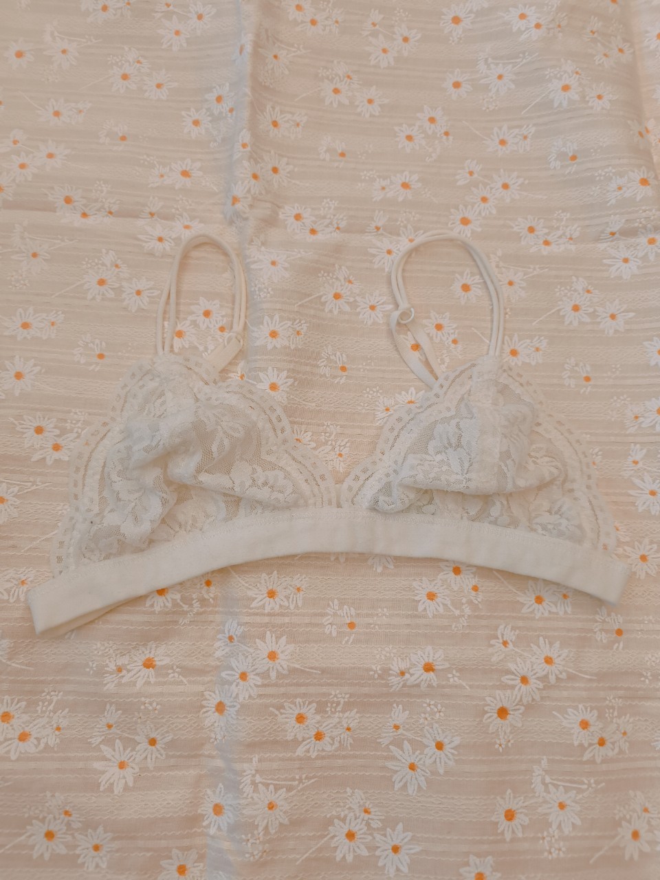白色無胸墊法式蕾絲內衣