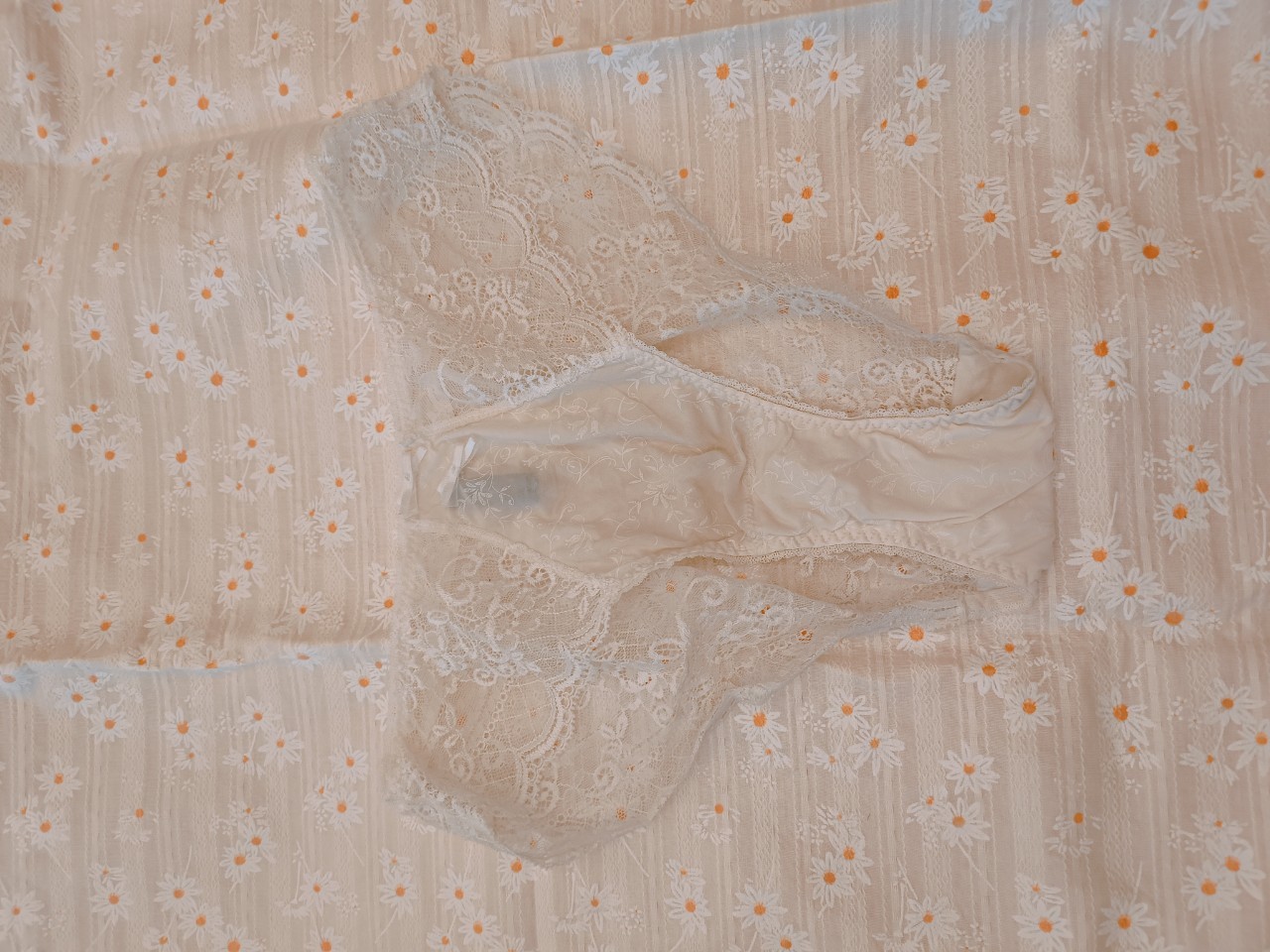 白蕾絲背面透膚內褲