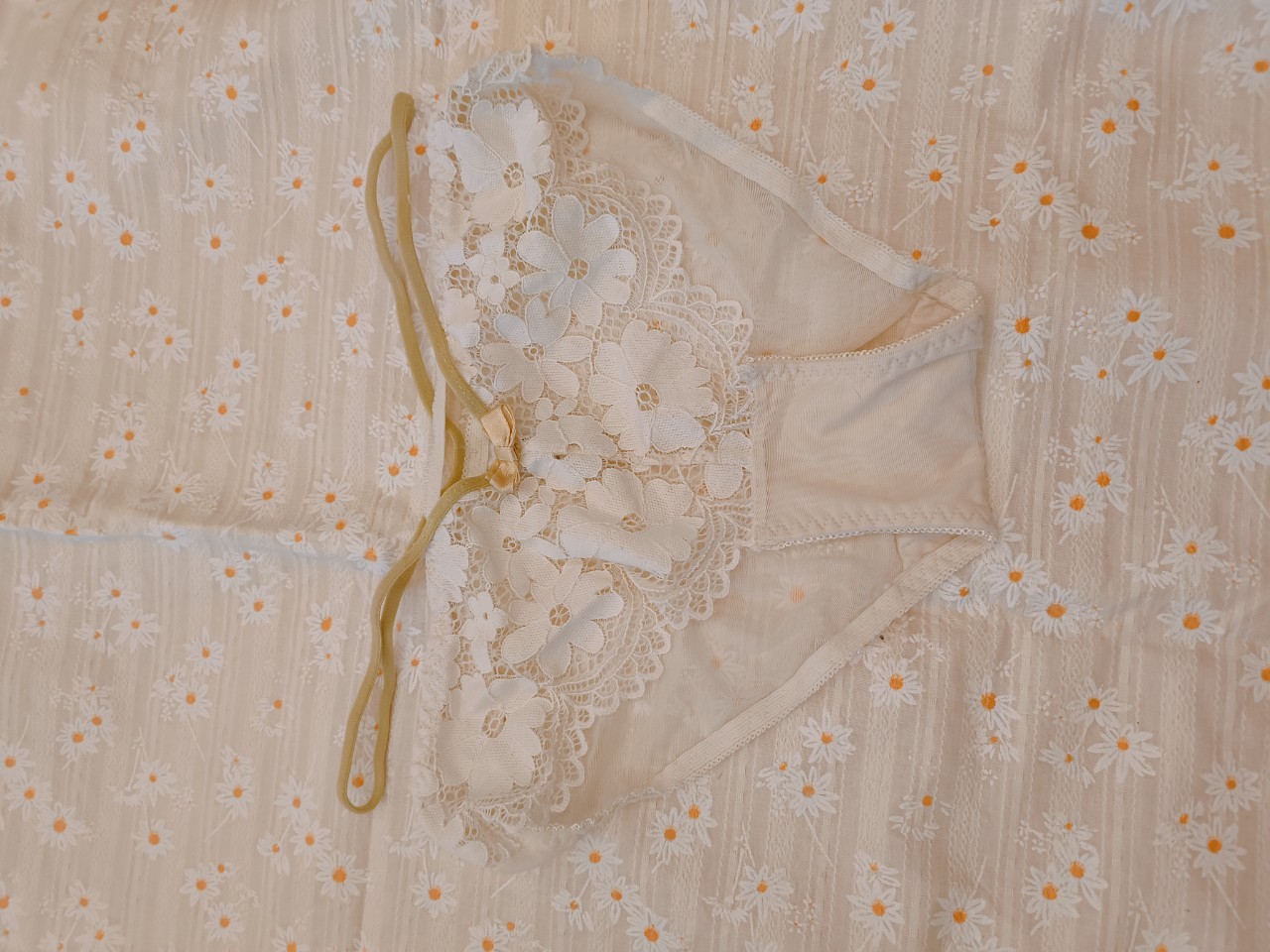 白蕾絲透膚金線內褲