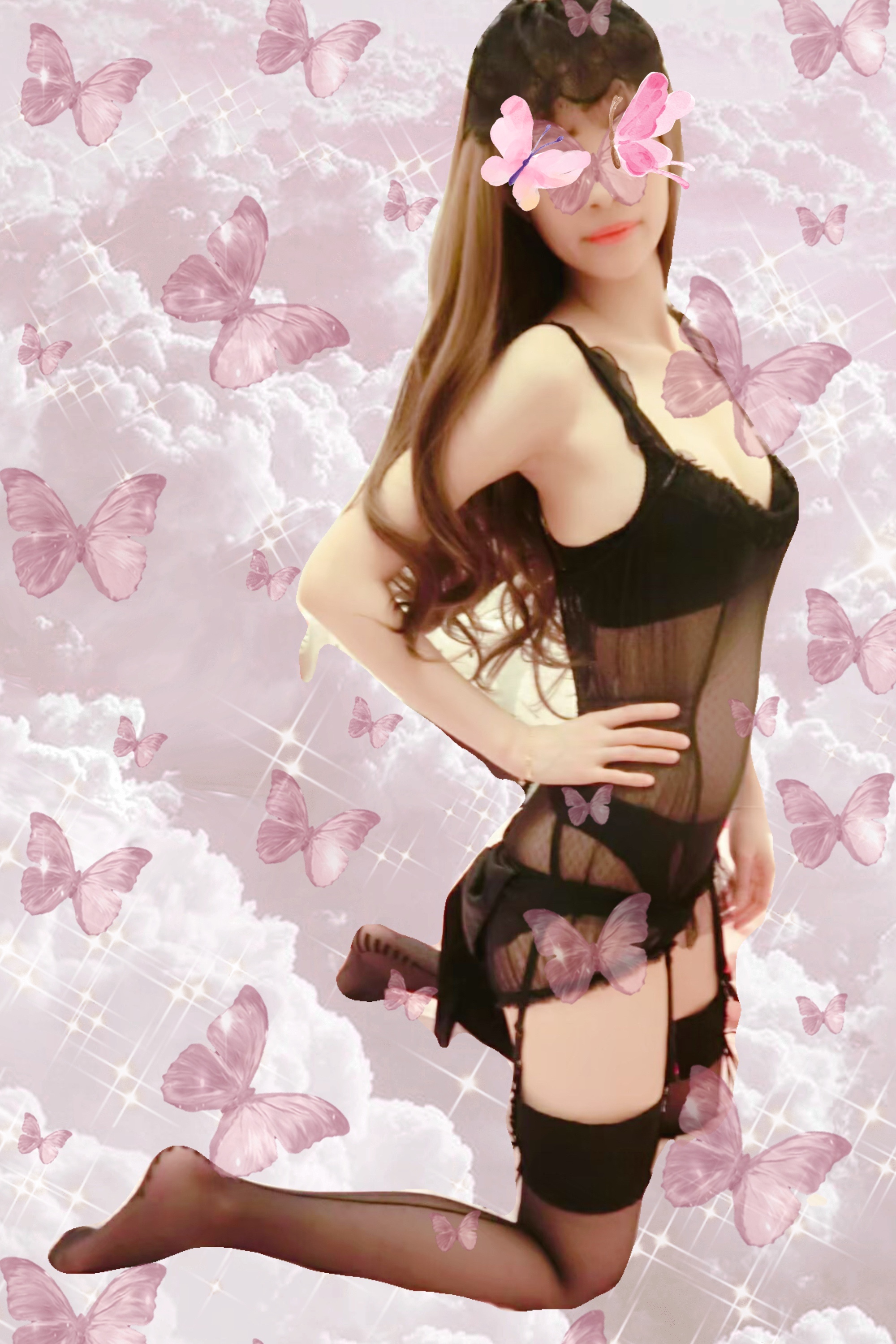 法國高級品牌Chantal thomass黑色透膚性感連身睡衣